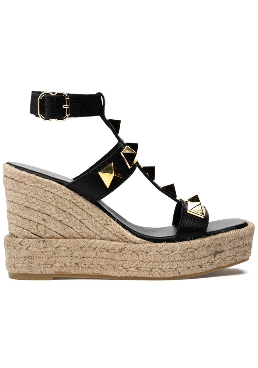 Women 275 Central Sandals | Meloni Espadrille Wedge Black Leather