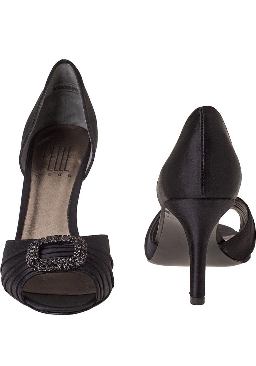 Women Pelle Moda Pumps | Ornate Black Satin
