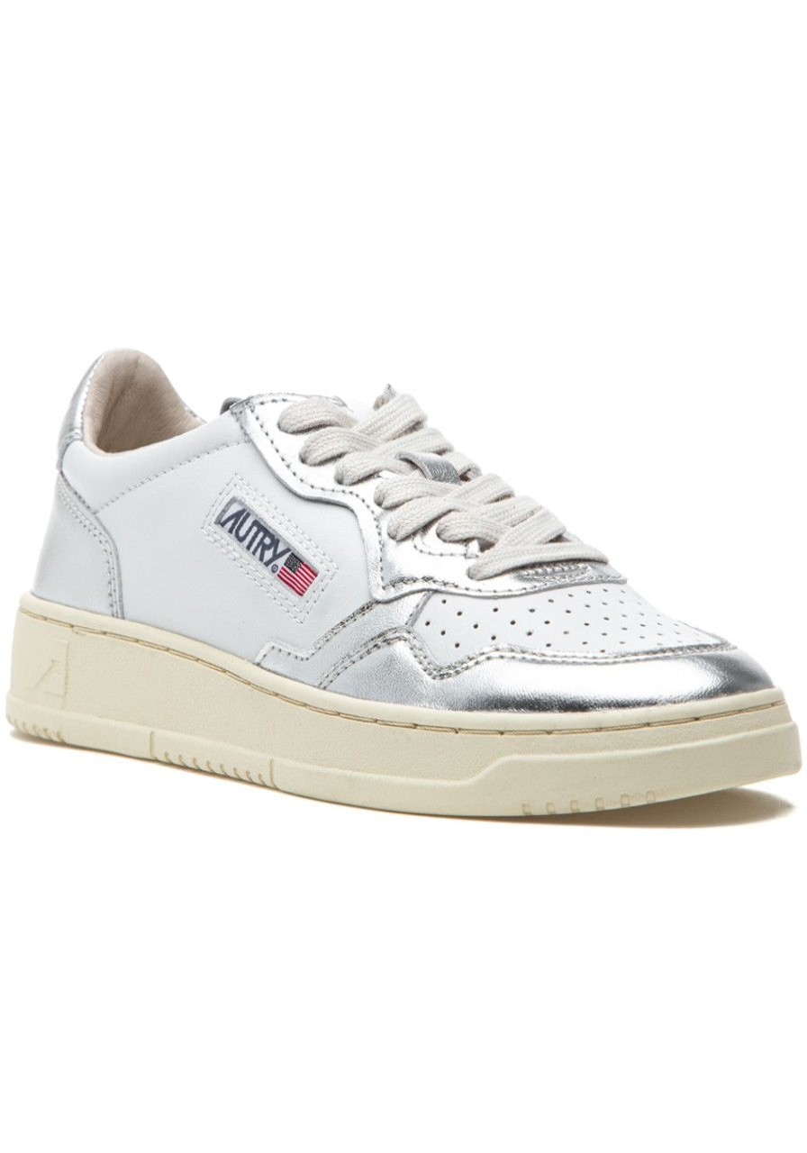 Women Autry Sneakers | Medalist Low Sneaker White Silver Leather