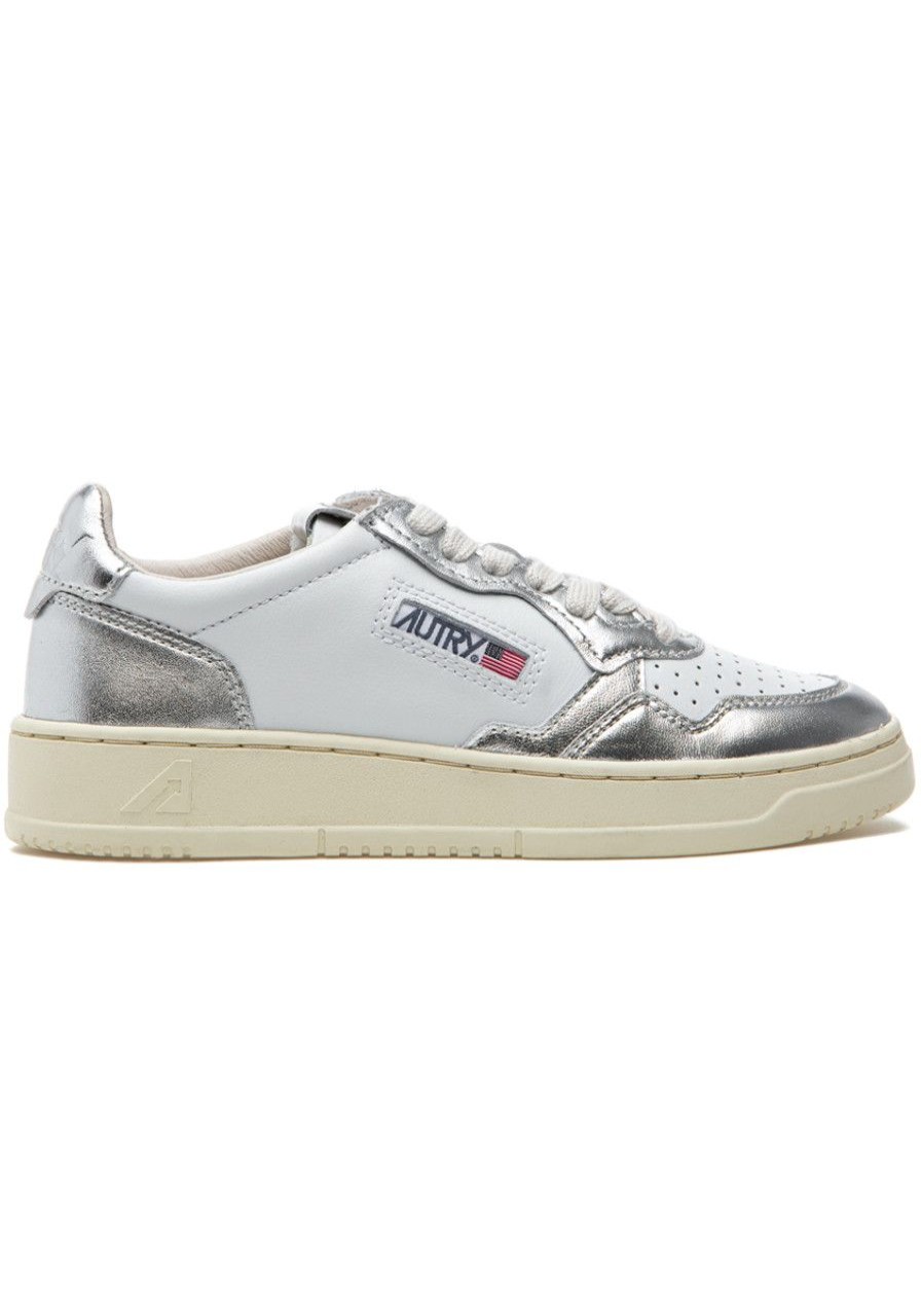 Women Autry Sneakers | Medalist Low Sneaker White Silver Leather