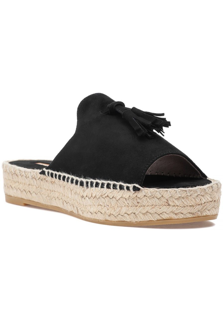 Women Andre Assous Sandals | Cameron Espadrille Sandal Black Suede
