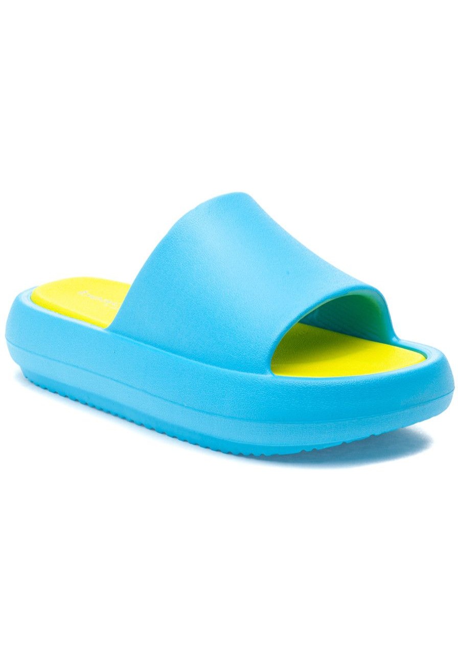 Women Beach Slides Sandals | Squish Sandal Turquoise/Yellow Eva
