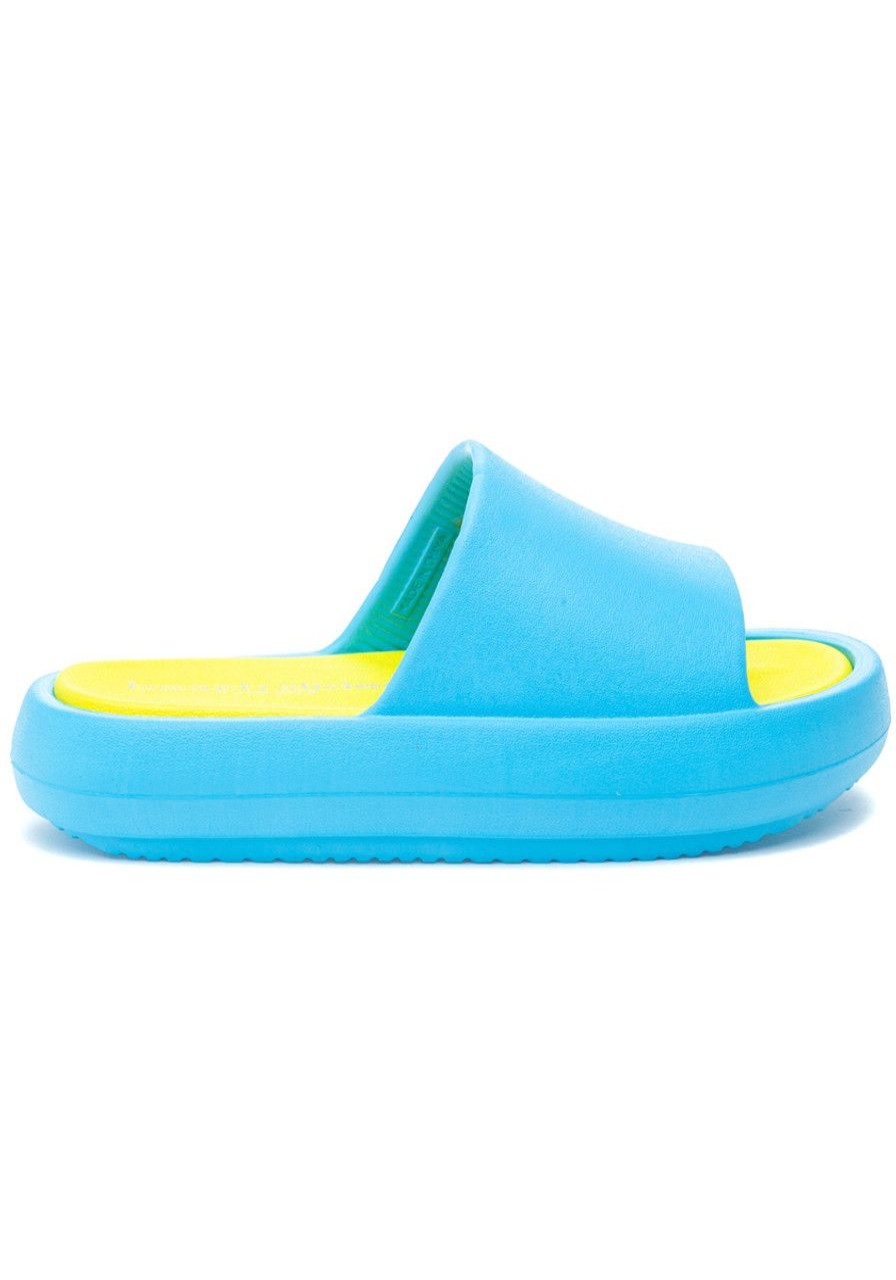 Women Beach Slides Sandals | Squish Sandal Turquoise/Yellow Eva