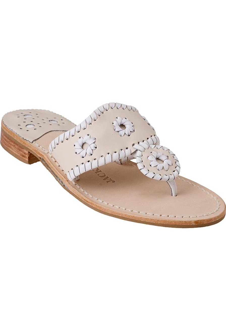 Women Jack Rogers Sandals | Palm Beach Thong Sandal White/Bone Leather