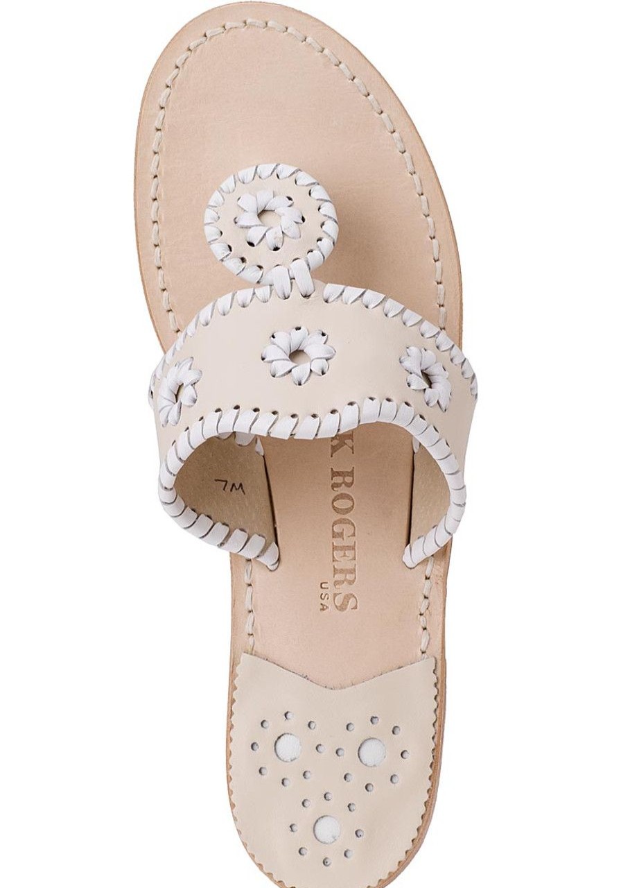 Women Jack Rogers Sandals | Palm Beach Thong Sandal White/Bone Leather