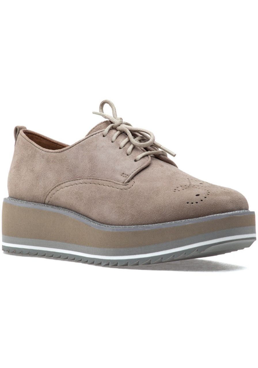 Women Johnston and Murphy Loafers & Oxfords | Gracelyn Brogue Oxford Taupe Suede