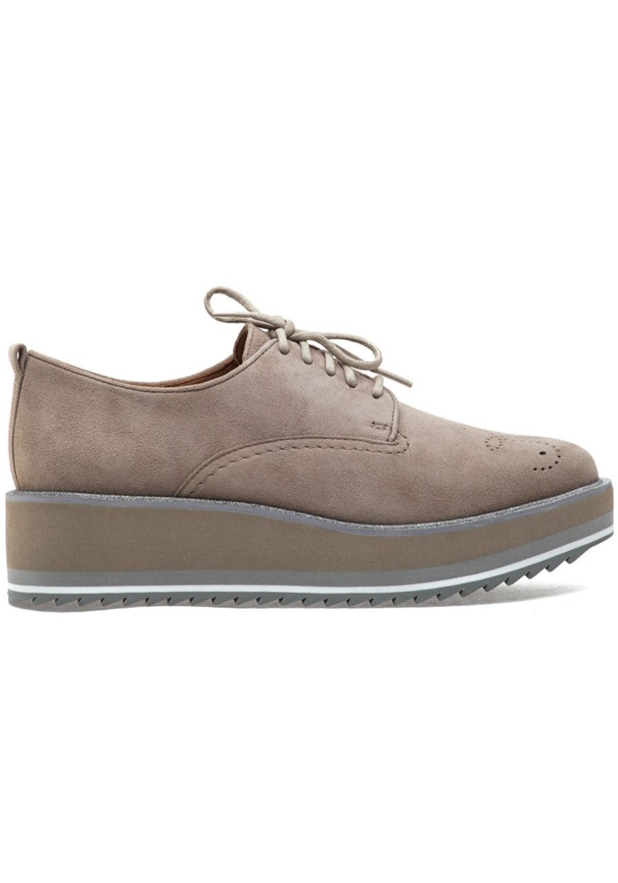 Women Johnston and Murphy Loafers & Oxfords | Gracelyn Brogue Oxford Taupe Suede