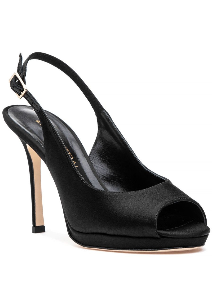 Women 275 Central Pumps | Florence Sandal Black Satin
