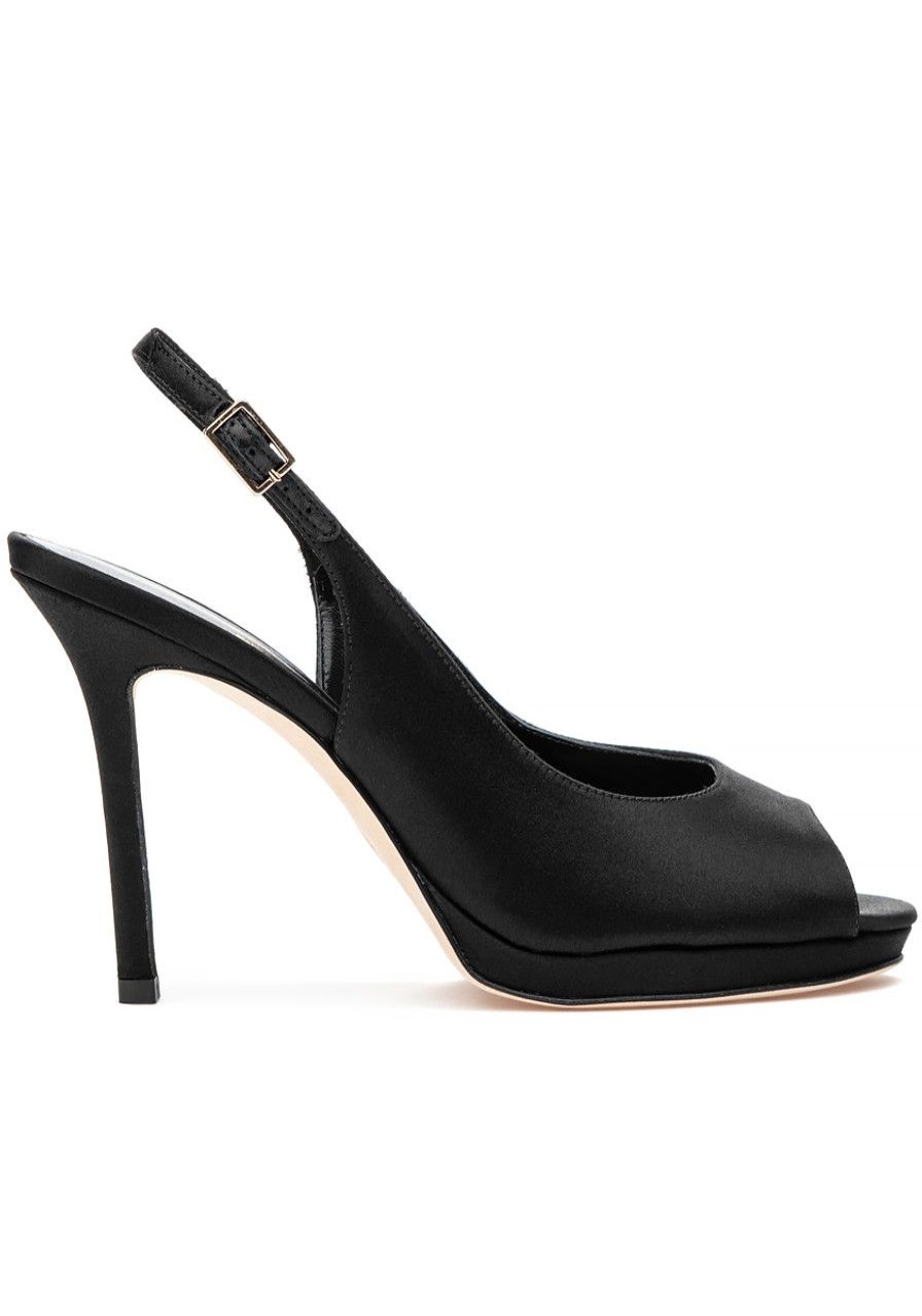 Women 275 Central Pumps | Florence Sandal Black Satin