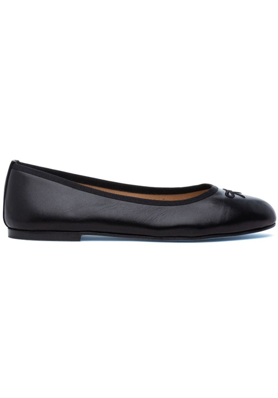 Women French Sole Flats | Kathy Flat Black Leather