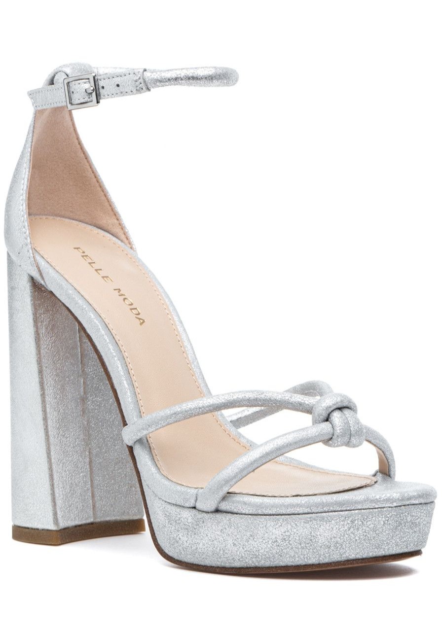 Women Pelle Moda Pumps | Gillian Sandal Silver Metallic Suede