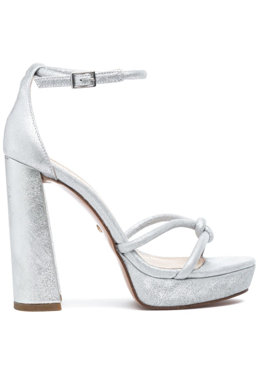 Women Pelle Moda Pumps | Gillian Sandal Silver Metallic Suede
