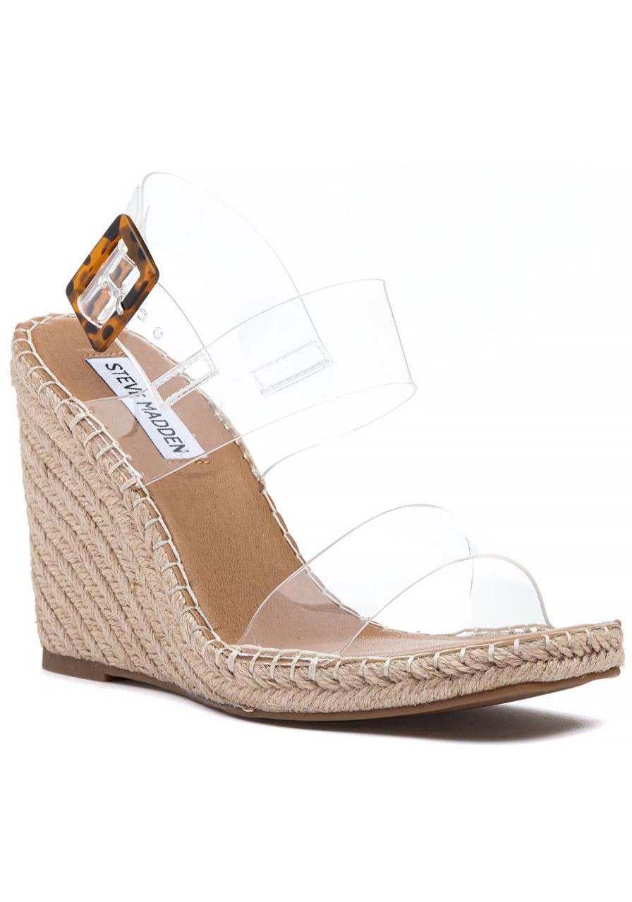 Women Steve Madden Sandals | Uri Espadrille Wedge Clear