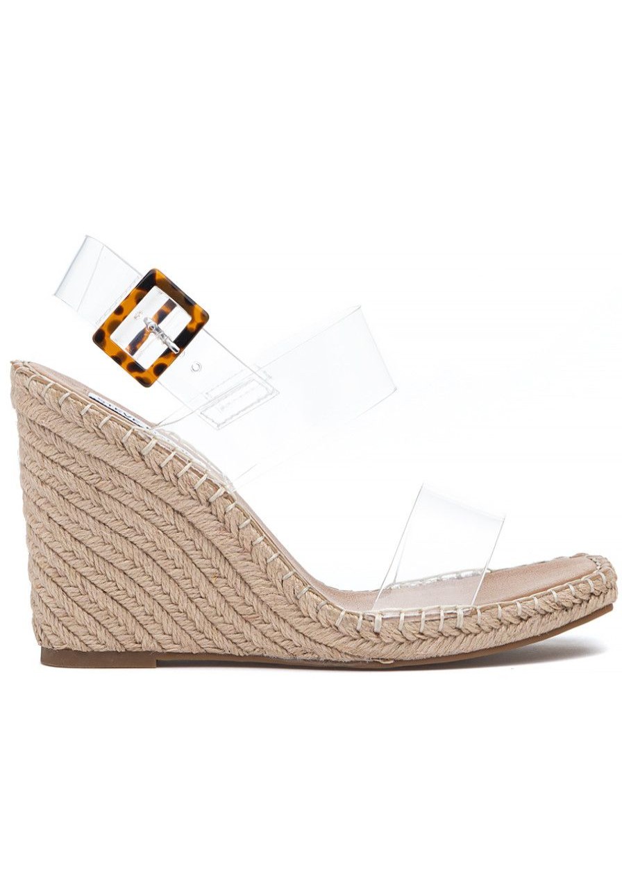 Women Steve Madden Sandals | Uri Espadrille Wedge Clear