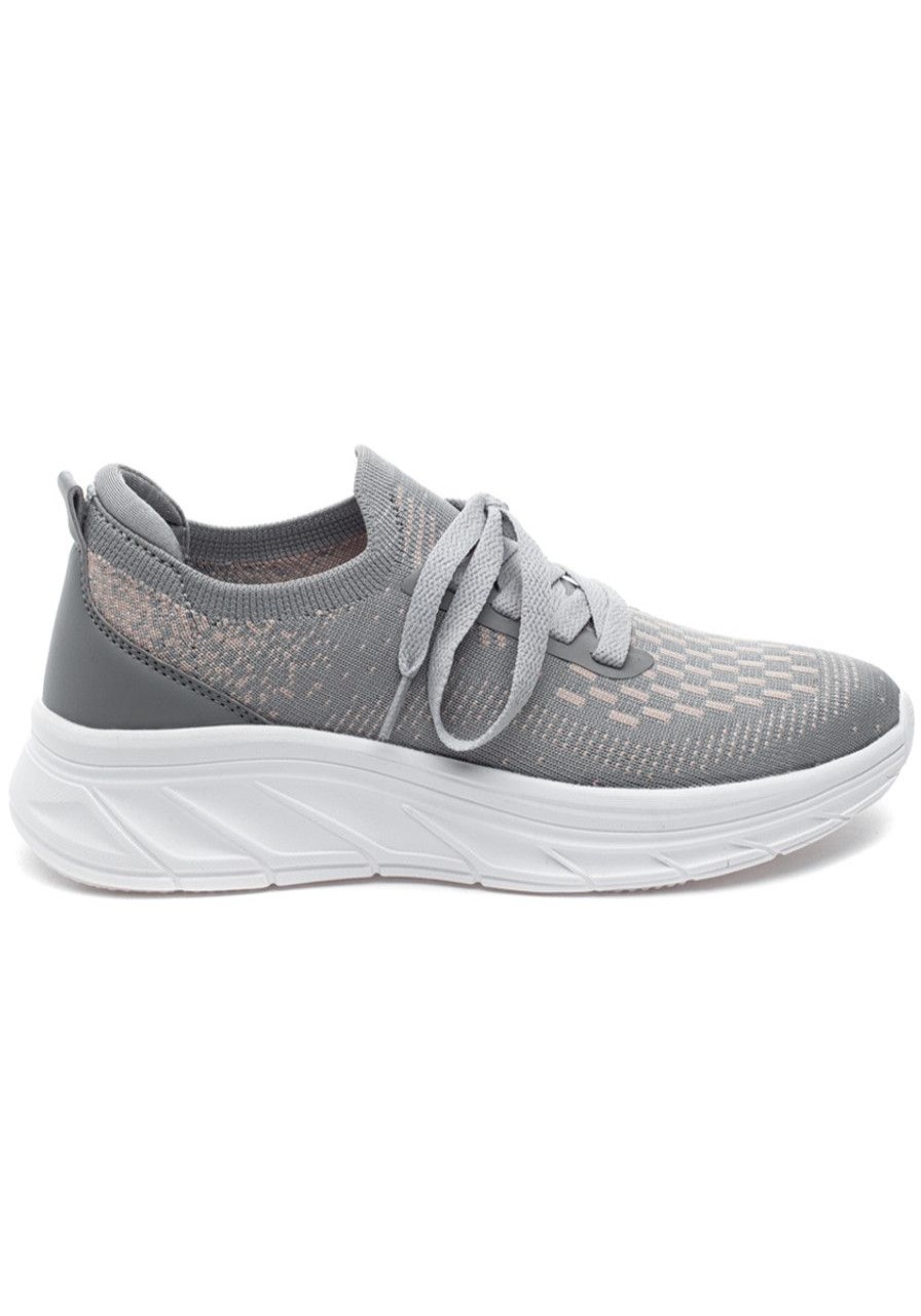 Women Urban Sport Sneakers | Harley Sneaker Grey/Peach Knit