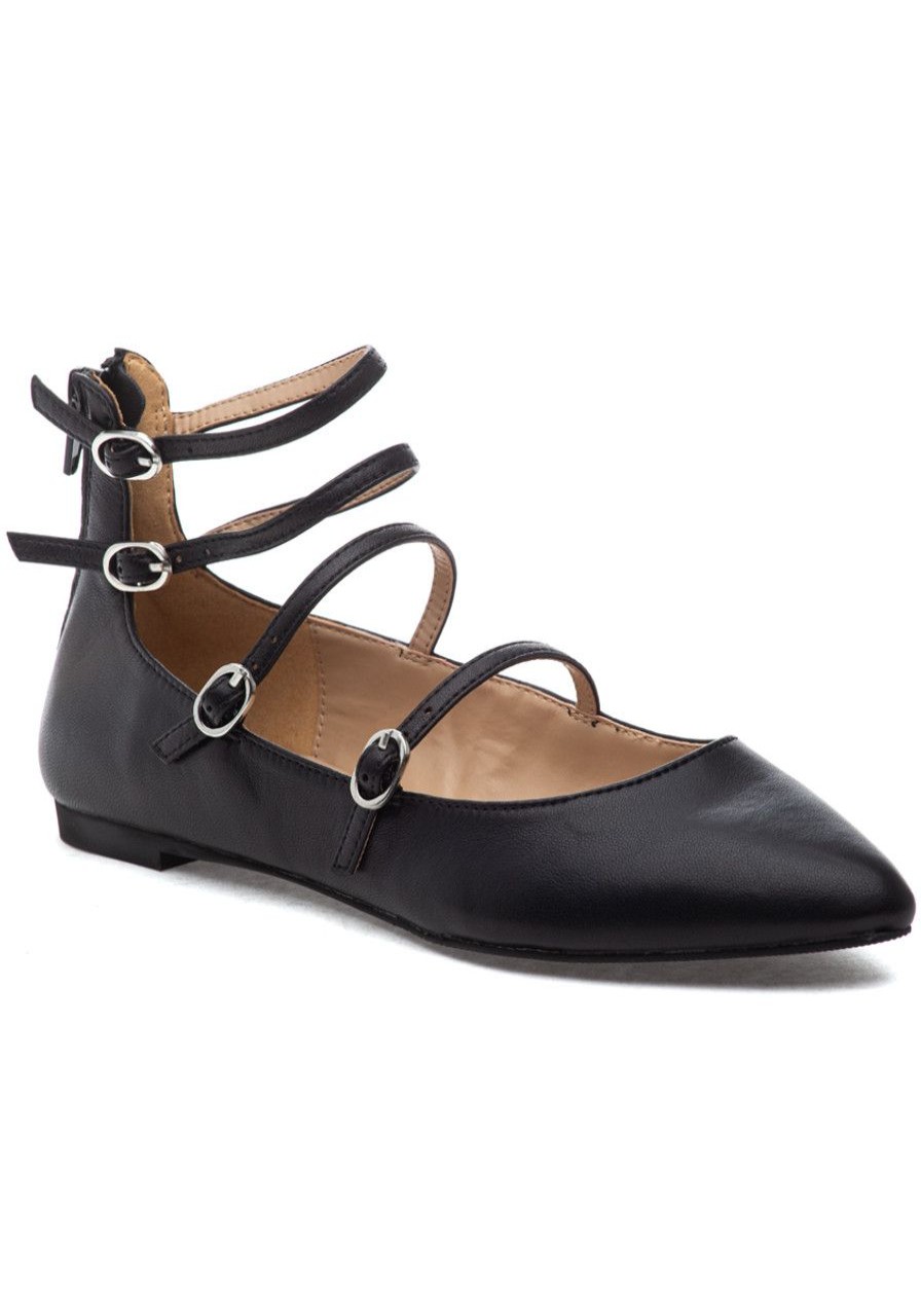 Women Silent D Flats | Gilda Flat Black Leather