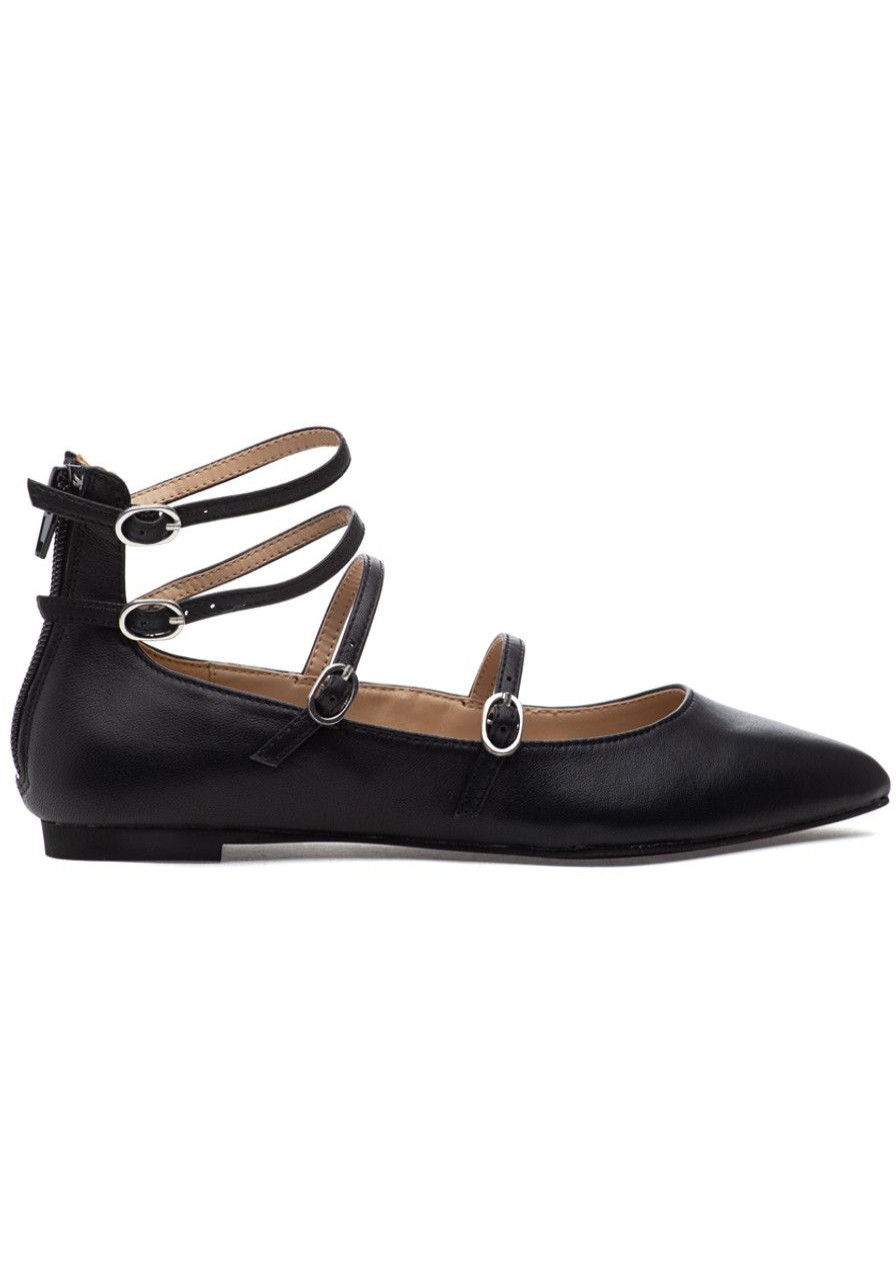 Women Silent D Flats | Gilda Flat Black Leather
