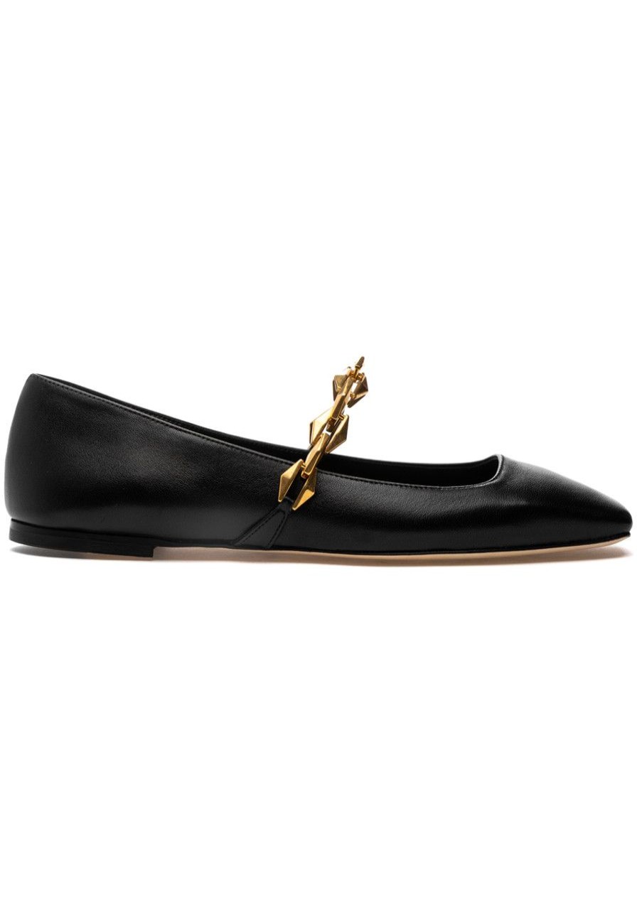 Women Jimmy Choo Flats | Diamond Tilda Flat Black Leather