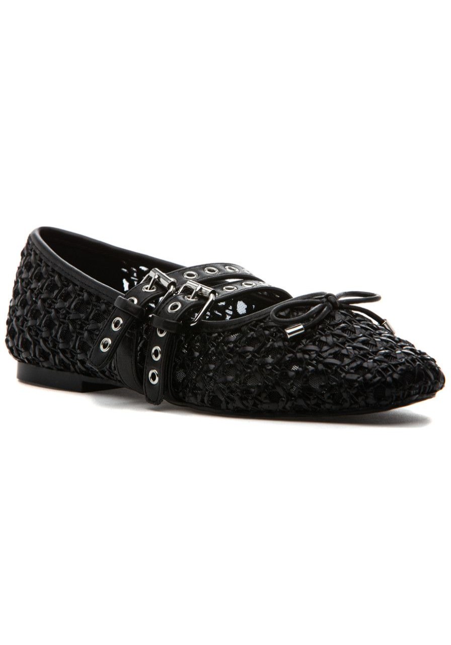 Women 275 Central Flats | Casey Mary Jane Flat Black Woven
