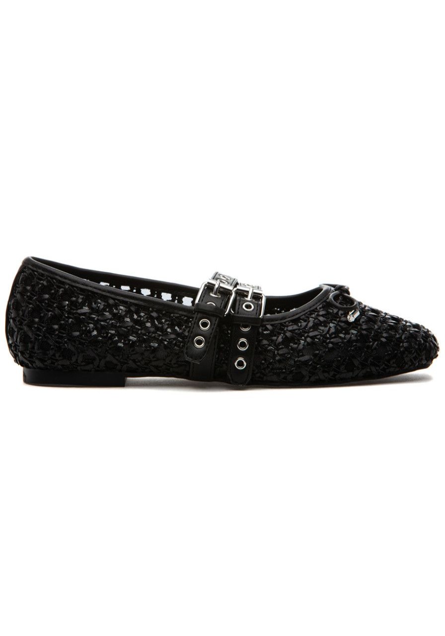Women 275 Central Flats | Casey Mary Jane Flat Black Woven