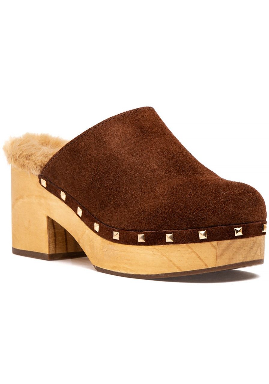 Women Steve Madden Mules & Clogs | Brooklyn Clog Cognac Suede/Faux Fur