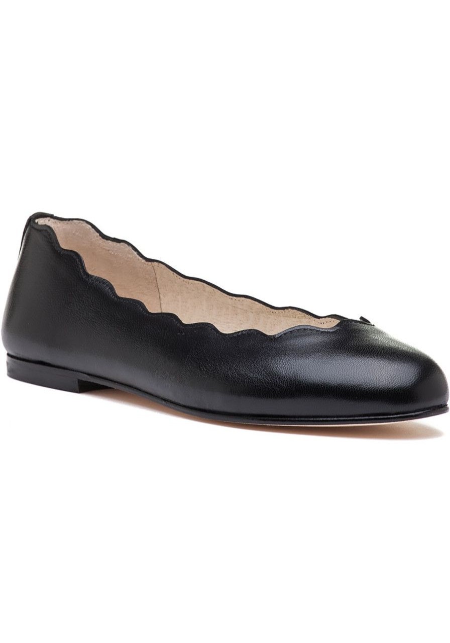 Women French Sole Flats | Jigsaw Flat Black Leather