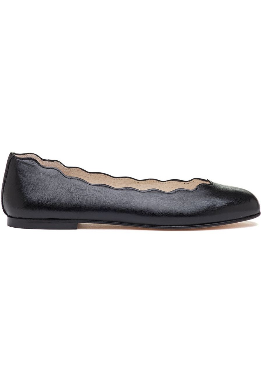 Women French Sole Flats | Jigsaw Flat Black Leather