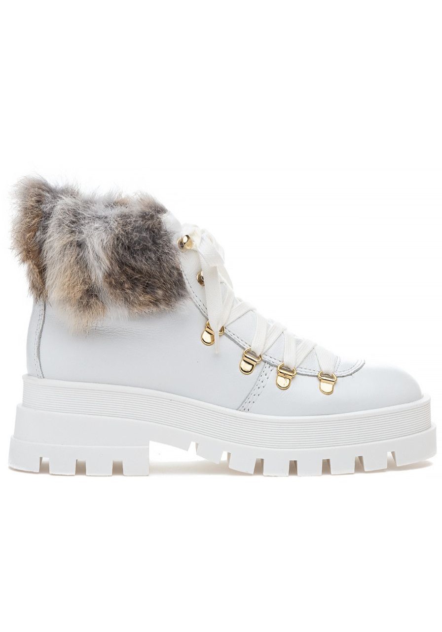 Women 275 Central Boots | Eminem Boot White Leather/Fur