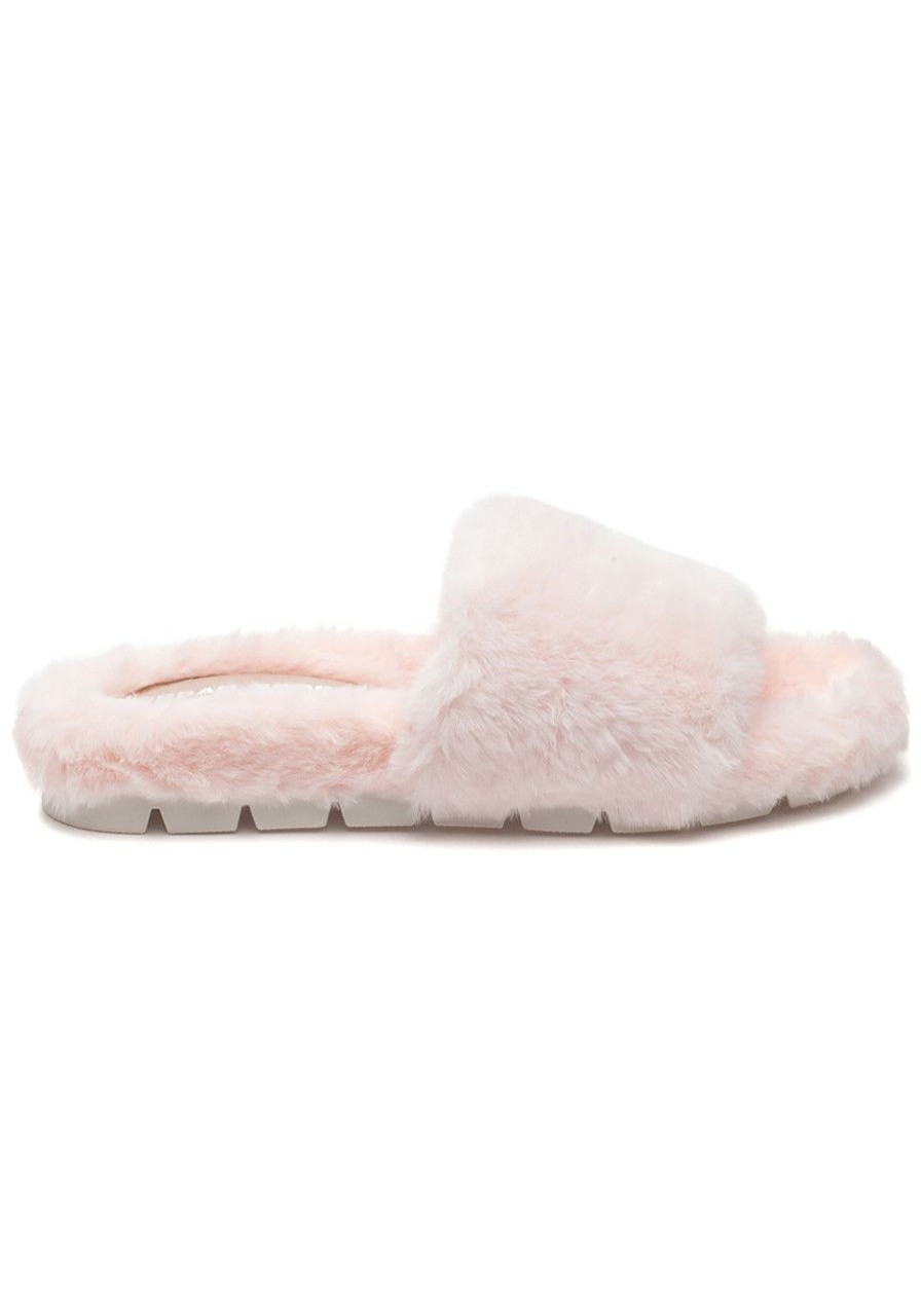 Women Urban Sport Slippers | Lelee Slipper Light Pink Faux Fur