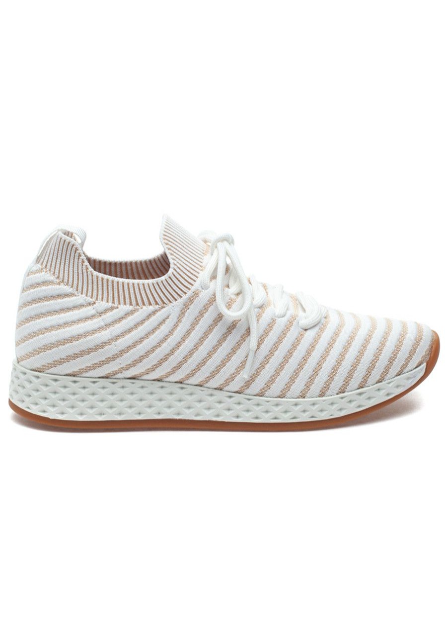 Women Urban Sport Sneakers | Opy Sneaker Beige/White 2-Tone Knit