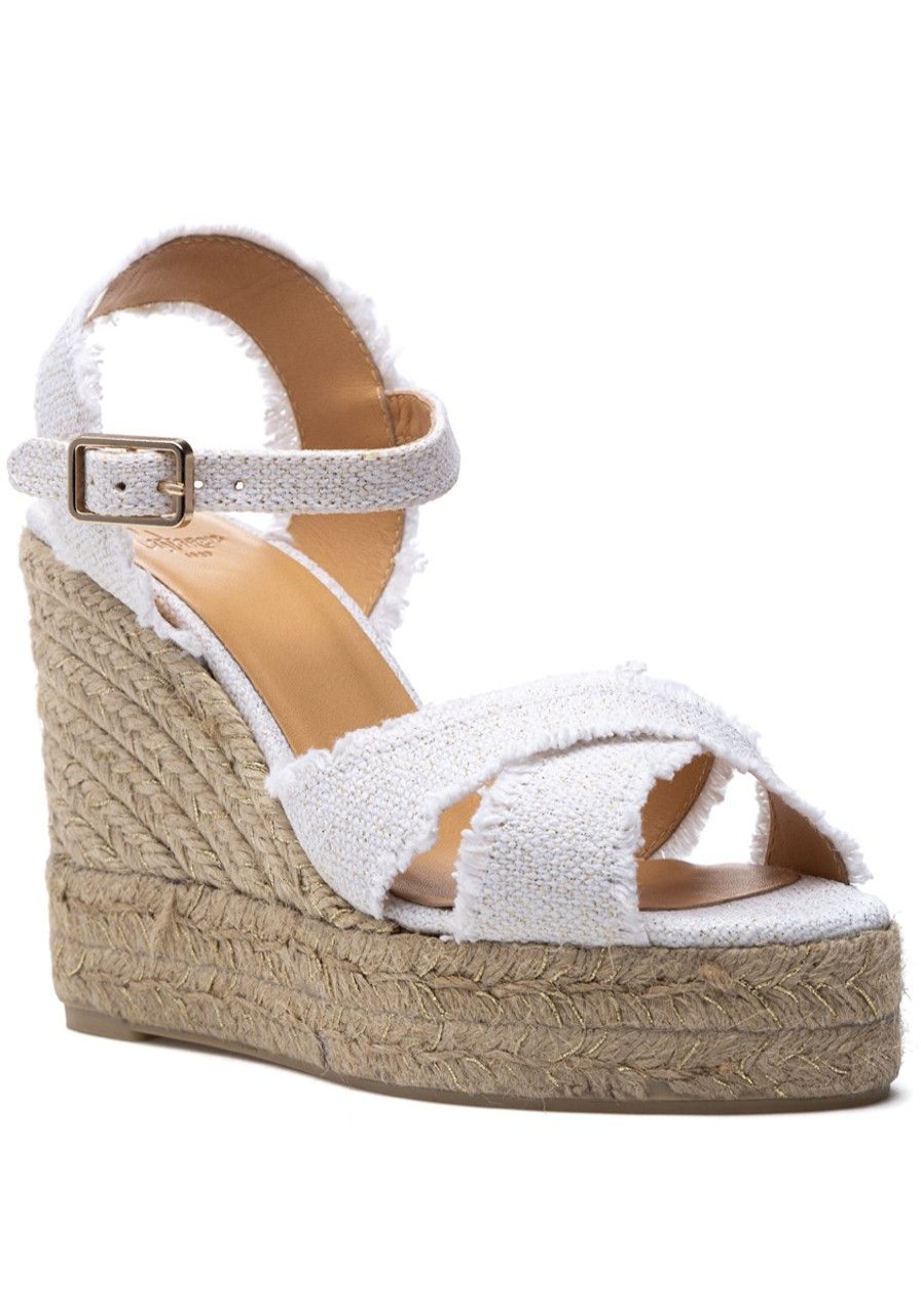 Women Castaner Sandals | Bromelia Espadrille Wedge Blanco/Oro
