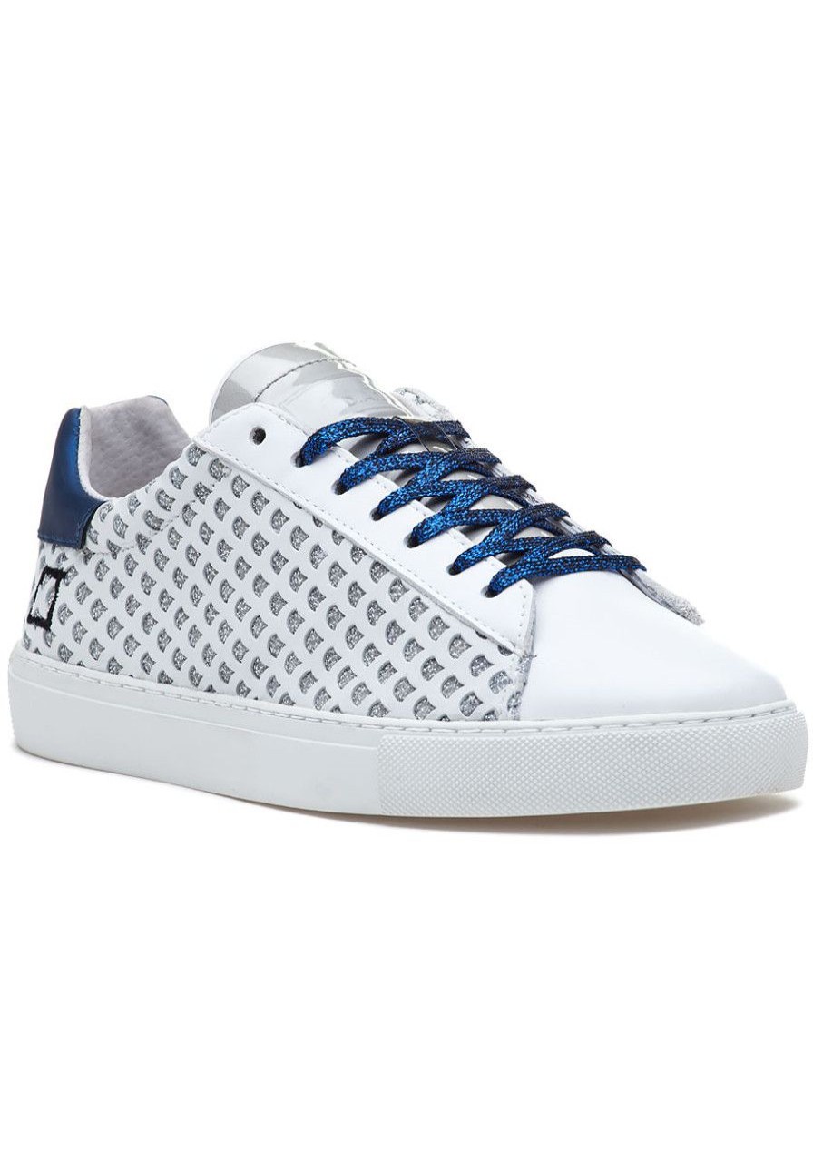 Women D.A.T.E. Sneakers | Newman Sneaker Glitter White-Blue Leather