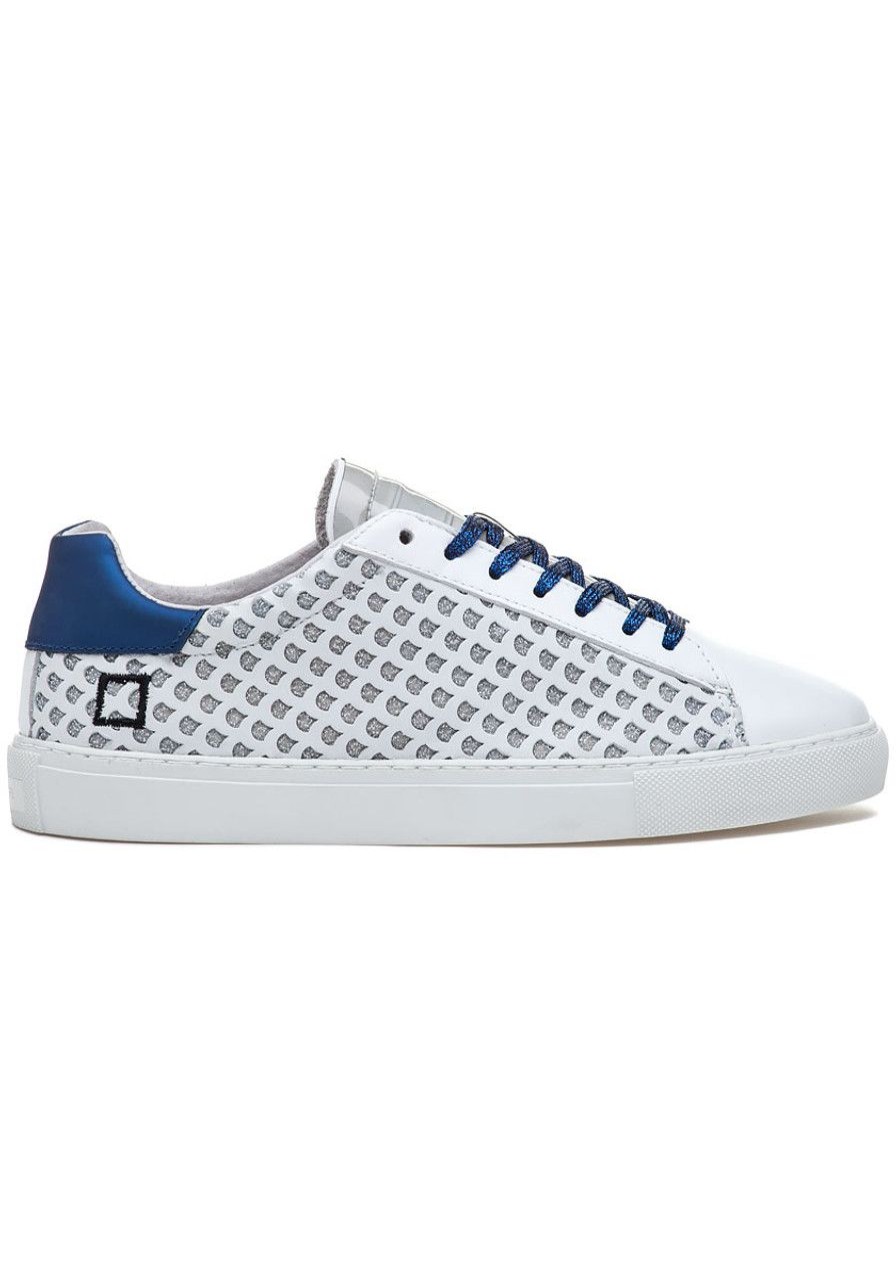 Women D.A.T.E. Sneakers | Newman Sneaker Glitter White-Blue Leather