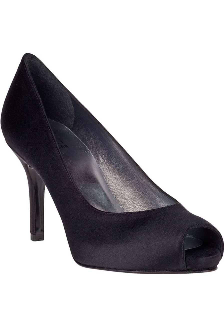 Women Stuart Weitzman Pumps | Polished Evening Pump Black Satin