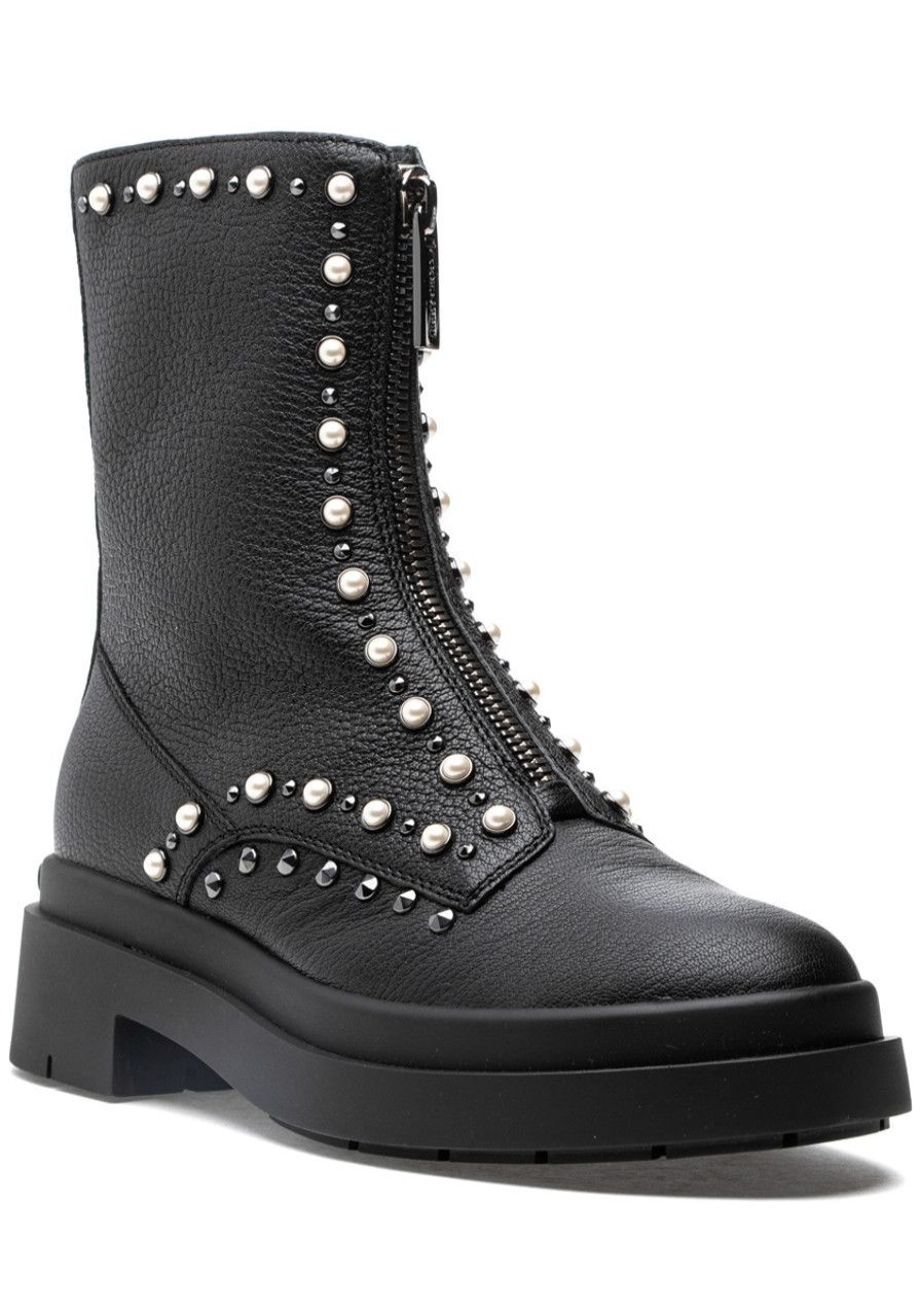 Women Jimmy Choo Boots | Nola Flat Boot Black/Pearl/Gunmetal
