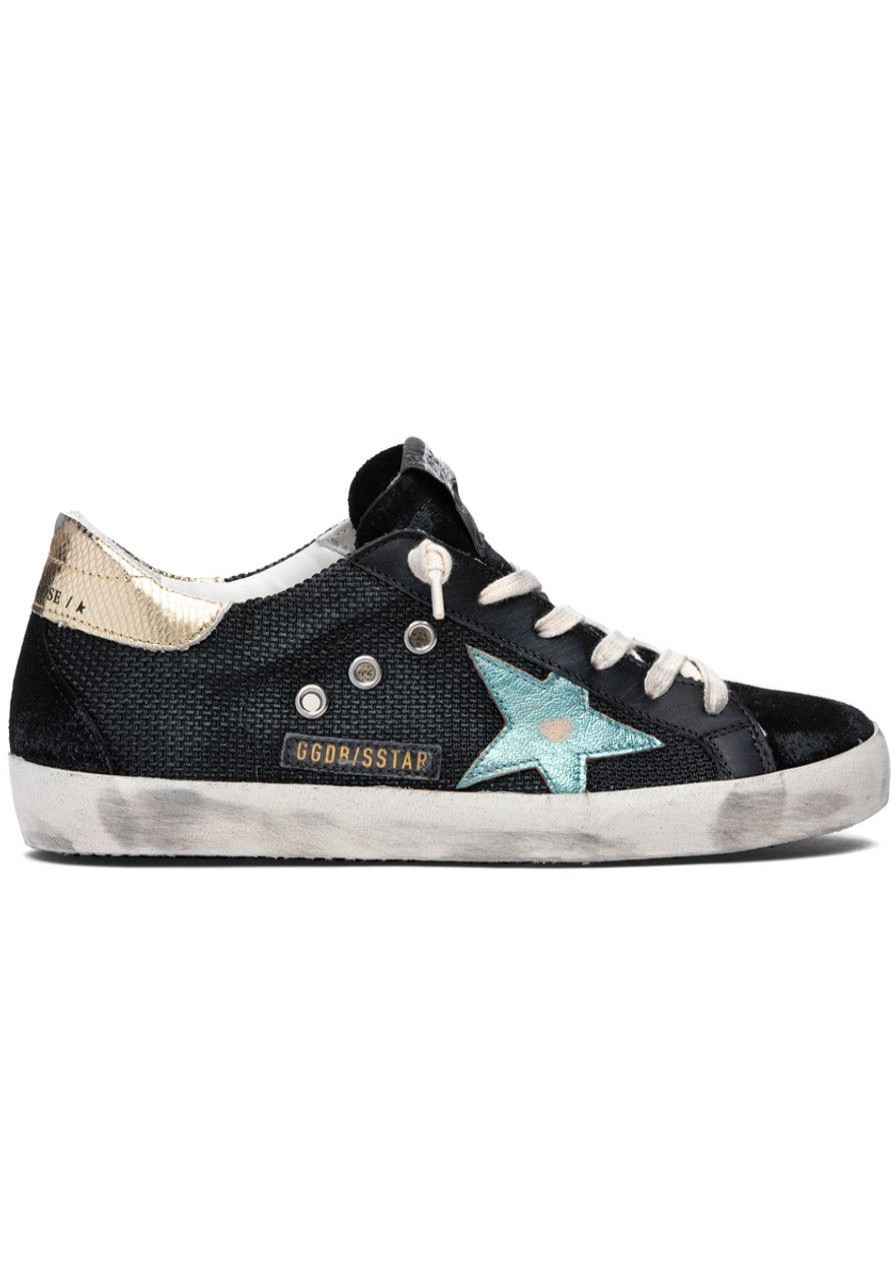 Women Golden Goose Sneakers | Superstar Sneaker Black Mint/Platinum