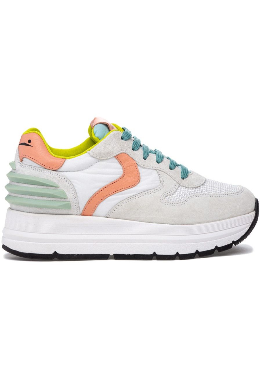 Women Voile Blanche Sneakers | Maran Power Sneaker White/Pink