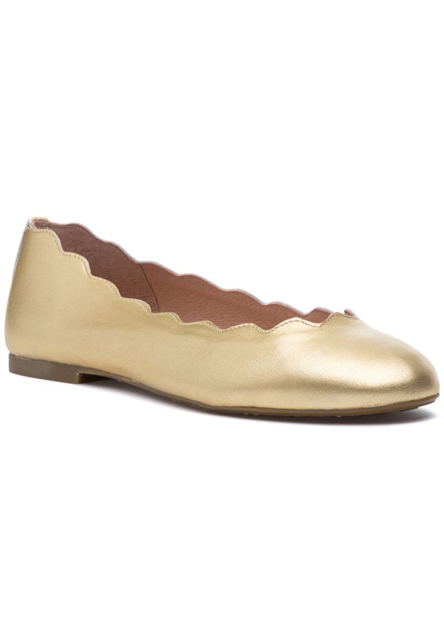 Women French Sole Flats | Jigsaw Flat Gold Leather