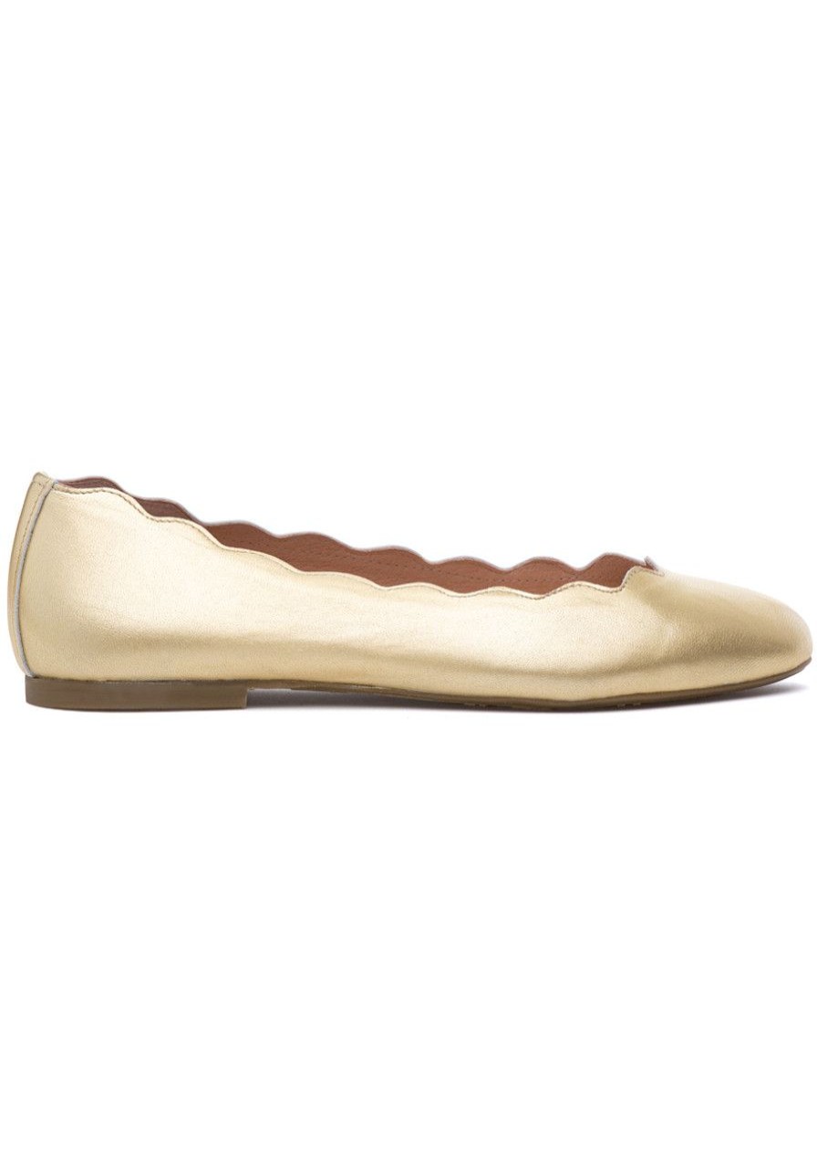Women French Sole Flats | Jigsaw Flat Gold Leather