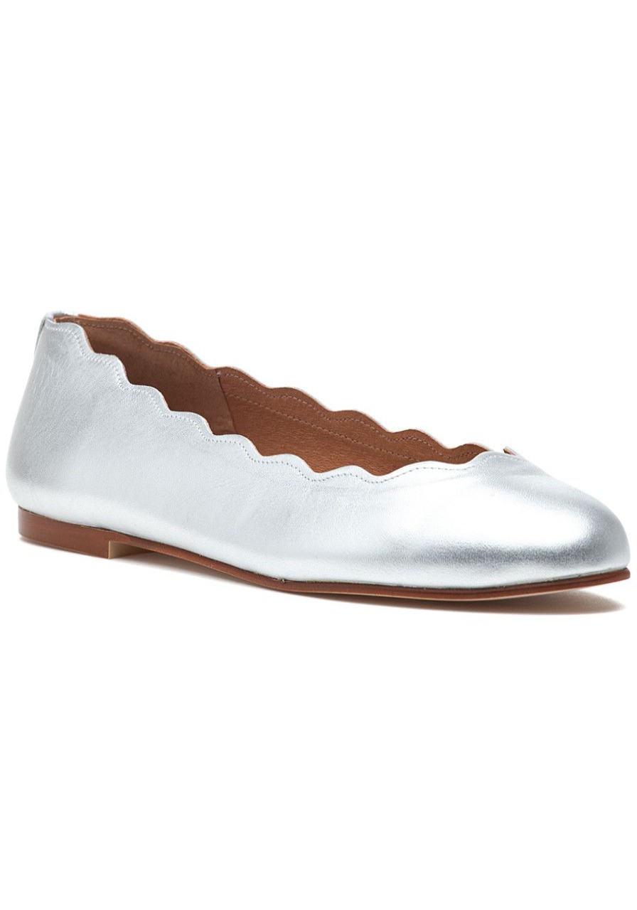 Women French Sole Flats | Jigsaw Flat Silver Leather