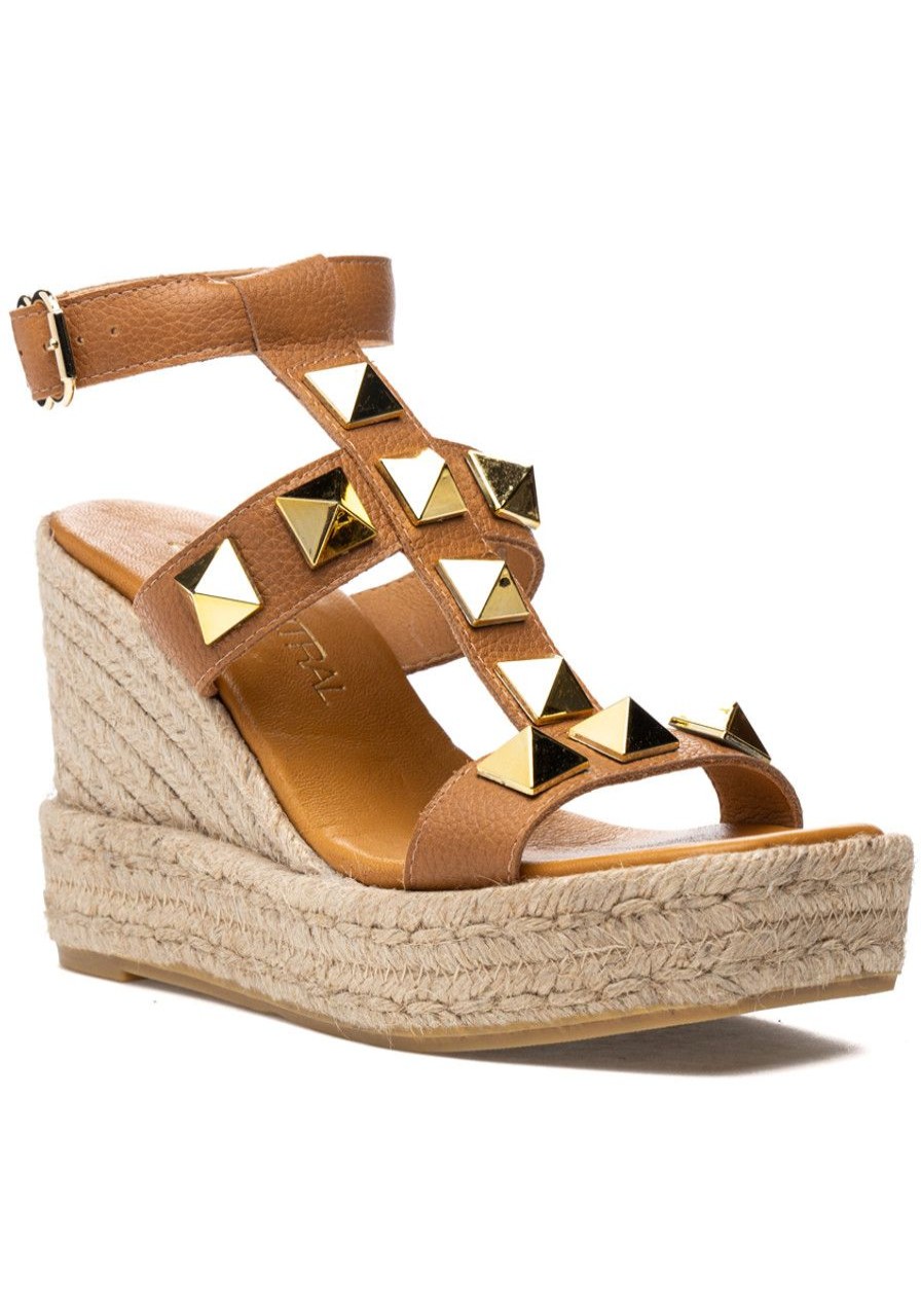 Women 275 Central Sandals | Meloni Espadrille Wedge Cuoio Leather