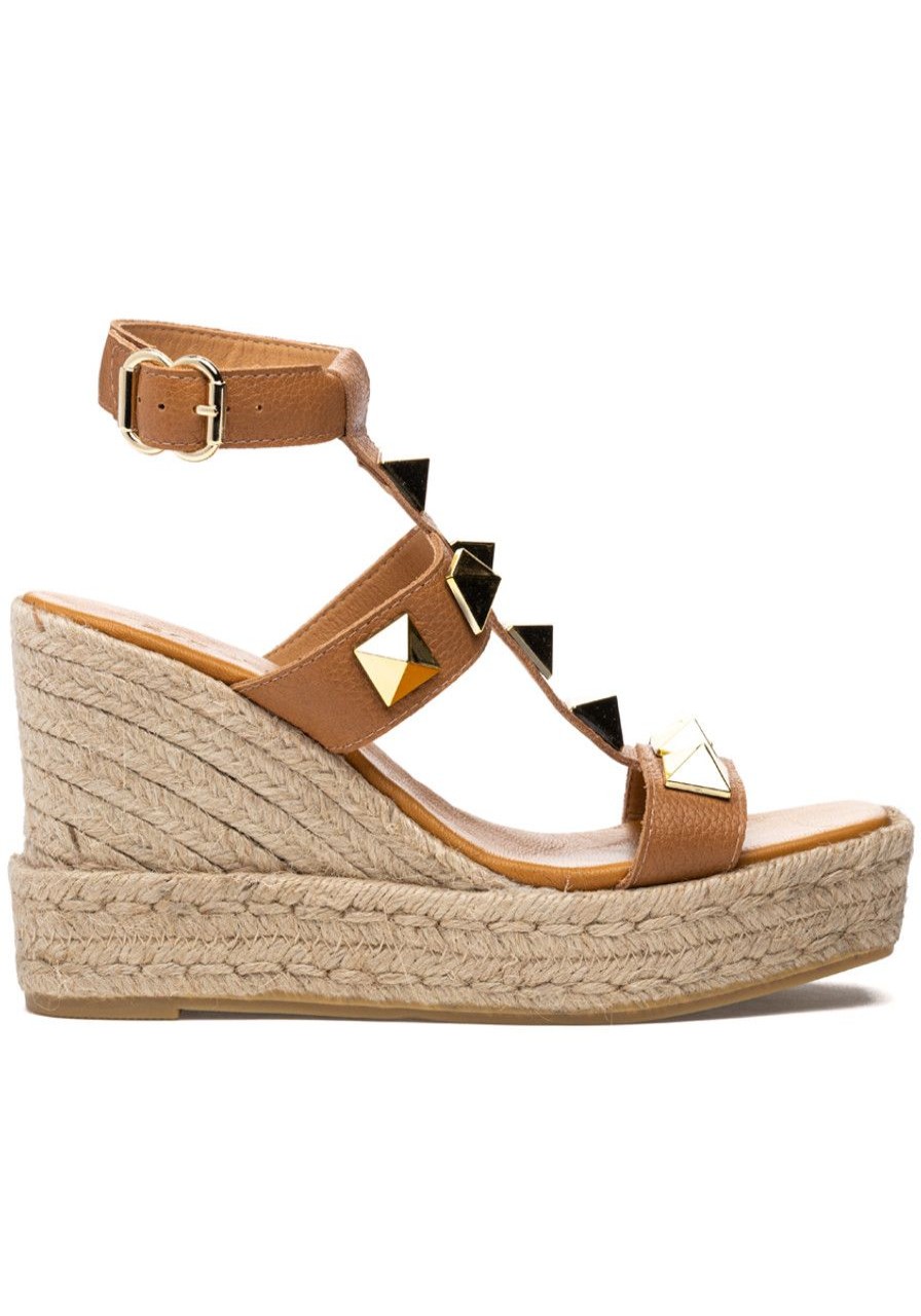 Women 275 Central Sandals | Meloni Espadrille Wedge Cuoio Leather