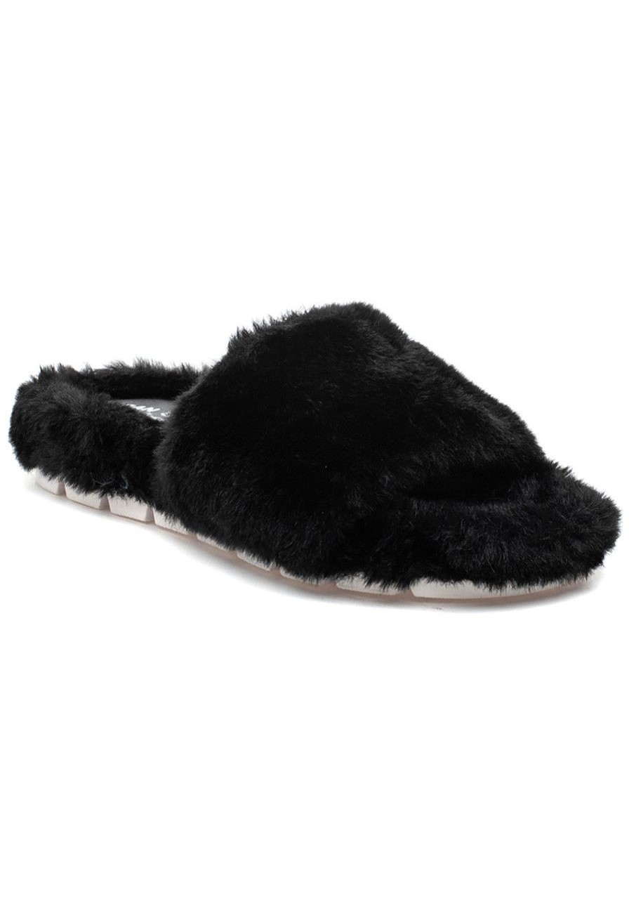 Women Urban Sport Slippers | Lelee Slipper Black Faux Fur