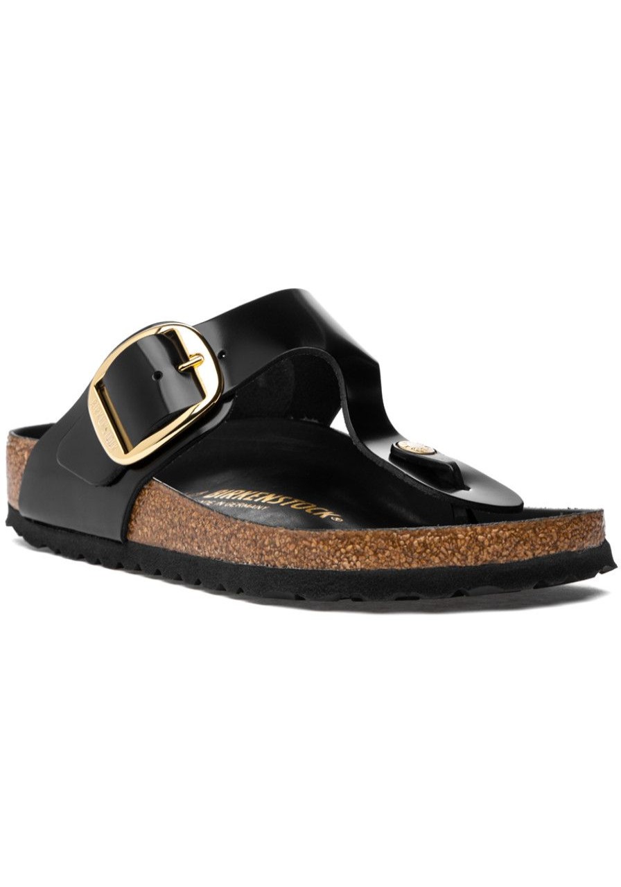 Women Birkenstock Sandals | Gizeh Big Buckle High Shine Black