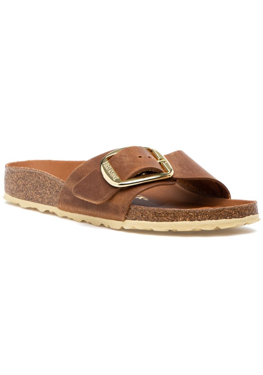 Women Birkenstock Sandals | Madrid Big Buckle Sandal Cognac Oiled Leather