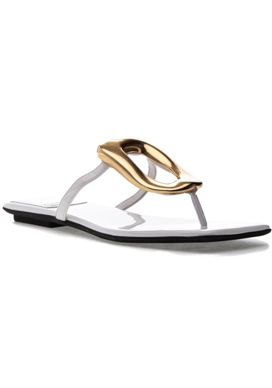 Women Jeffrey Campbell Sandals | Linques-2 Sandal White Patent/Gold