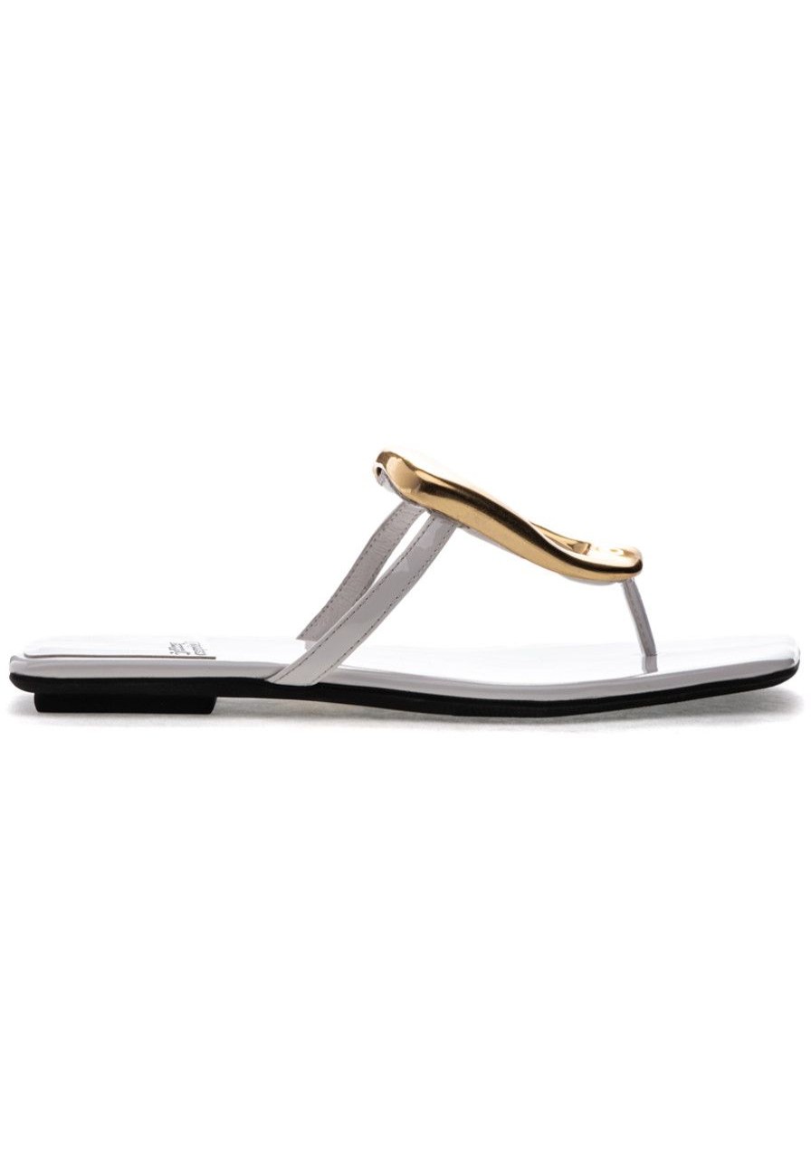 Women Jeffrey Campbell Sandals | Linques-2 Sandal White Patent/Gold