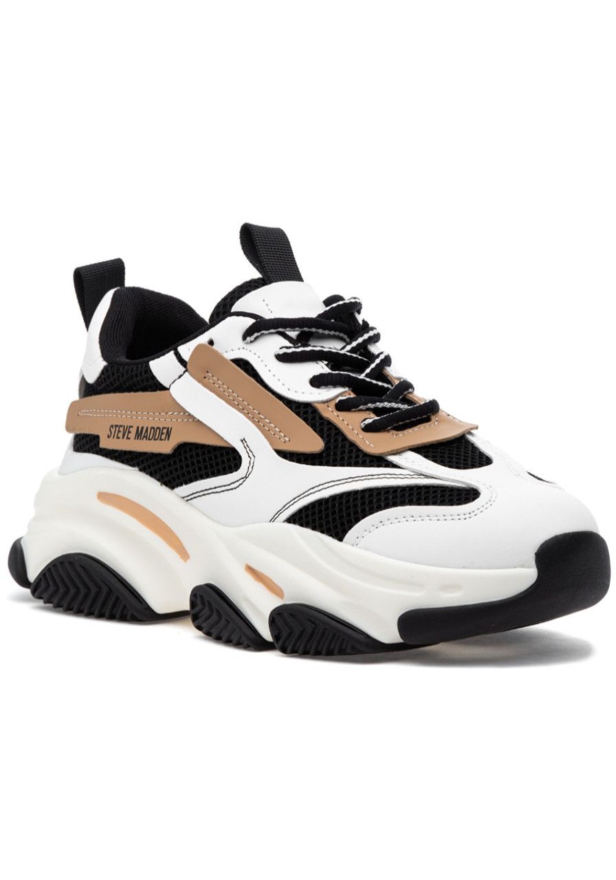Women Steve Madden Sneakers | Possession Sneaker White/Black/Tan