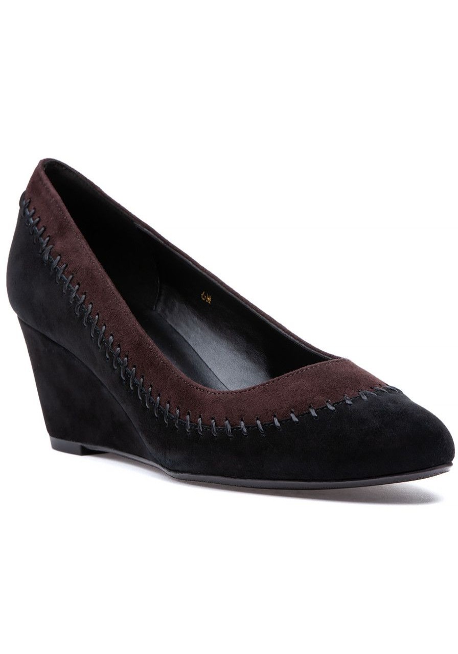 Women Jildor Pumps | Dots Wedge Black Suede