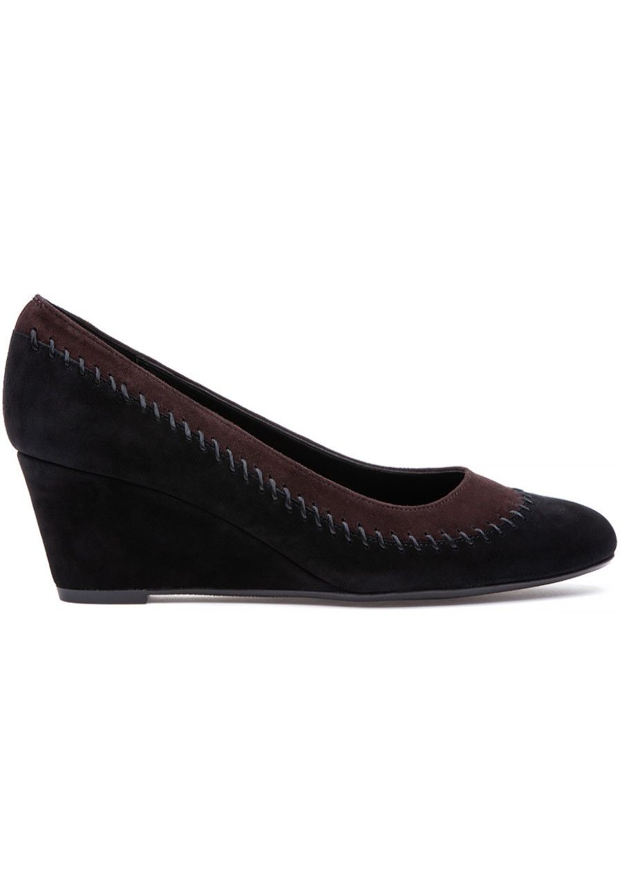 Women Jildor Pumps | Dots Wedge Black Suede